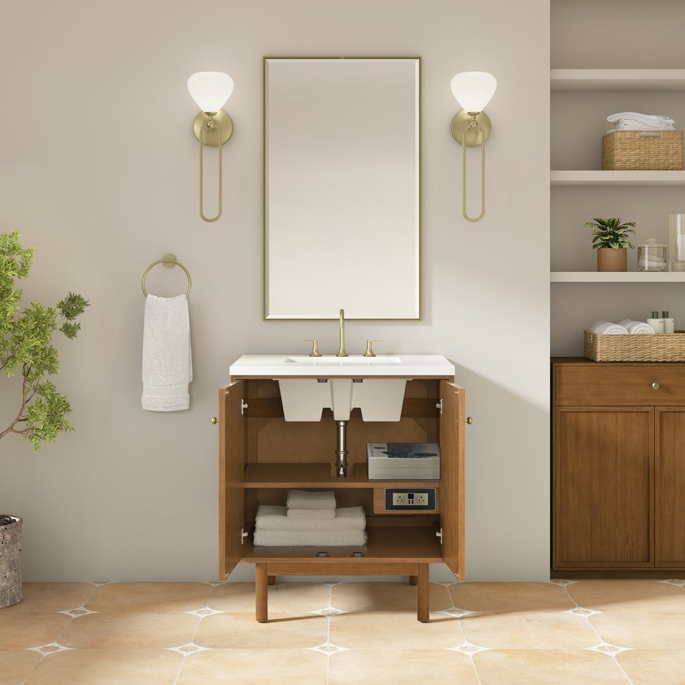 James Martin - Laurent 30" Single Vanity, Honey Oak w/ 3 CM White Zeus Silestone Top - 545-V30-HNO-3WZ view 13