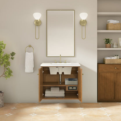 James Martin - Laurent 30" Single Vanity, Honey Oak w/ 3 CM White Zeus Silestone Top - 545-V30-HNO-3WZ view 14