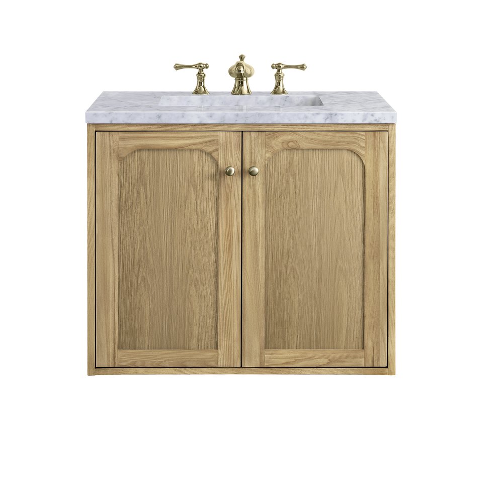 James Martin - Laurent 30" Single Vanity, Light Natural Oak w/ 3 CM Carrara Marble Top - 545-V30-LNO-3CAR view 2