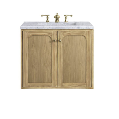 James Martin - Laurent 30" Single Vanity, Light Natural Oak w/ 3 CM Carrara Marble Top - 545-V30-LNO-3CAR view 2