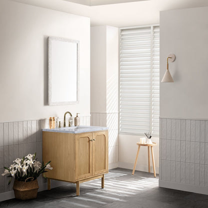James Martin - Laurent 30" Single Vanity, Light Natural Oak w/ 3 CM Carrara Marble Top - 545-V30-LNO-3CAR view 7