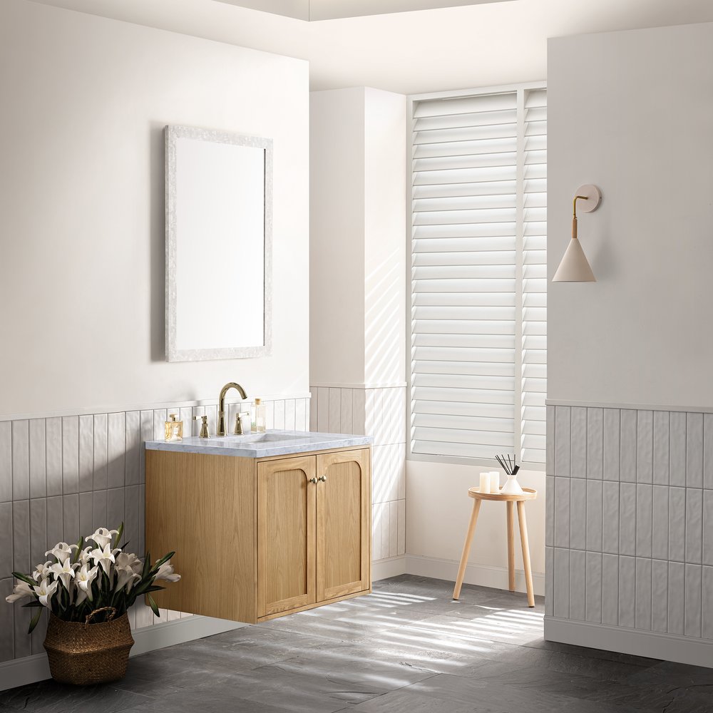 James Martin - Laurent 30" Single Vanity, Light Natural Oak w/ 3 CM Carrara Marble Top - 545-V30-LNO-3CAR view 8