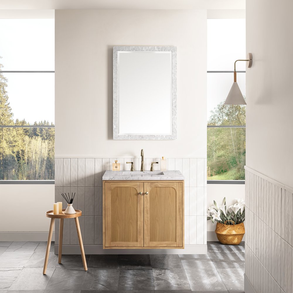 James Martin - Laurent 30" Single Vanity, Light Natural Oak w/ 3 CM Eternal Jasmine Pearl Top - 545-V30-LNO-3EJP view 6
