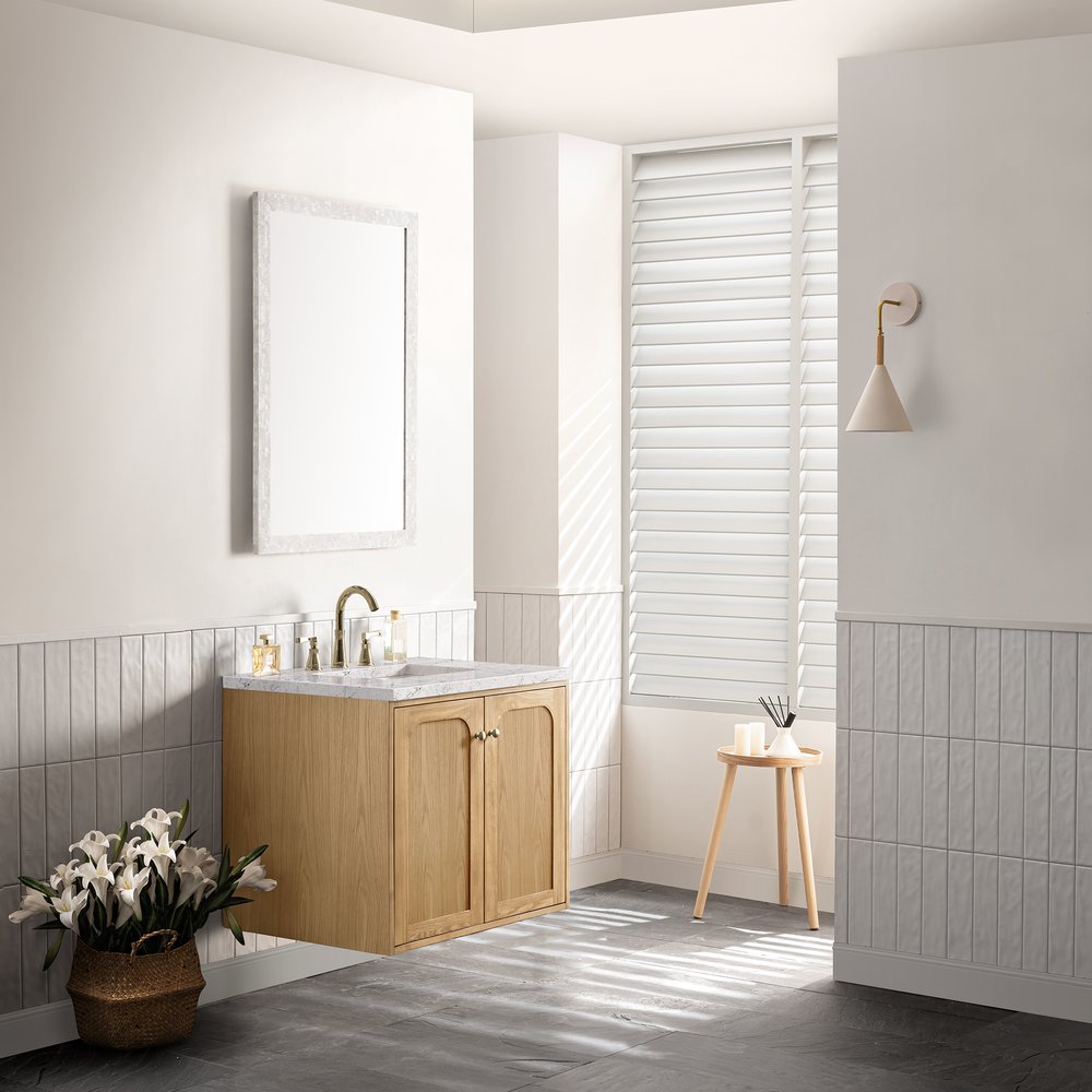 James Martin - Laurent 30" Single Vanity, Light Natural Oak w/ 3 CM Eternal Jasmine Pearl Top - 545-V30-LNO-3EJP view 8
