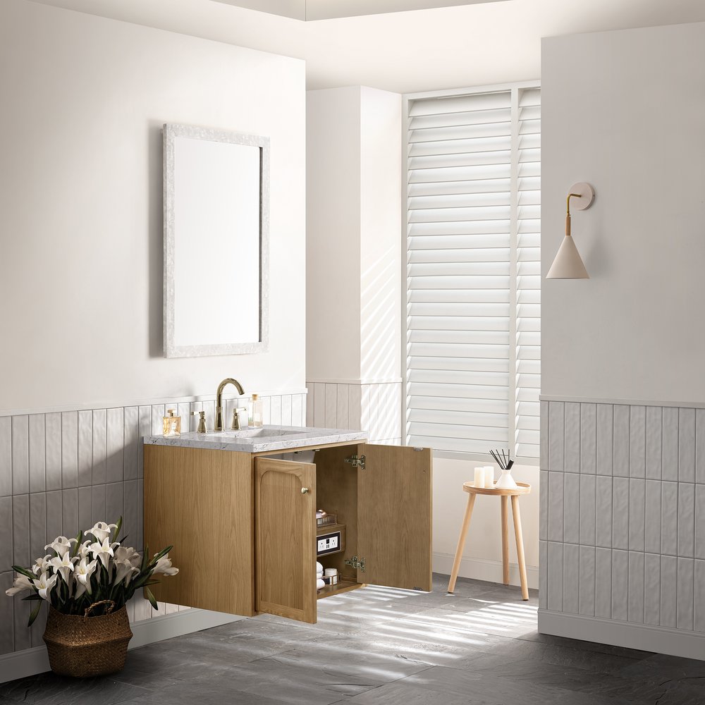 James Martin - Laurent 30" Single Vanity, Light Natural Oak w/ 3 CM Eternal Jasmine Pearl Top - 545-V30-LNO-3EJP view 10