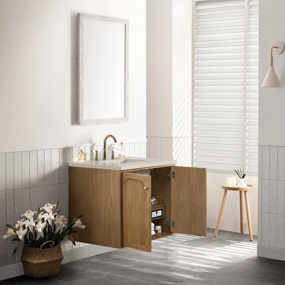 James Martin - Laurent 30" Single Vanity, Light Natural Oak, w/ 3 CM Siberian Silestone Top - 545-V30-LNO-3SFR view 12