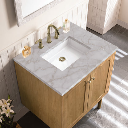 James Martin - Laurent 30" Single Vanity, Light Natural Oak w/ 3 CM Victorian Silver Top - 545-V30-LNO-3VSL view 12