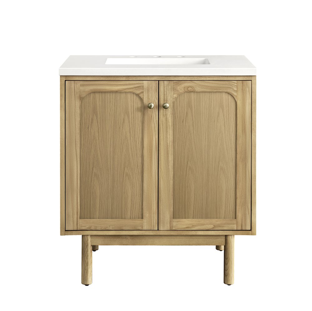 James Martin - Laurent 30" Single Vanity, Light Natural Oak w/ 3 CM White Zeus Top - 545-V30-LNO-3WZ view 2
