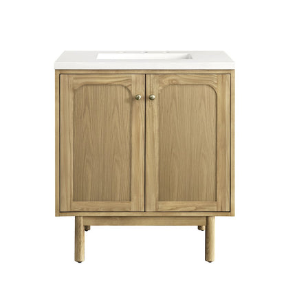 James Martin - Laurent 30" Single Vanity, Light Natural Oak w/ 3 CM White Zeus Top - 545-V30-LNO-3WZ view 2