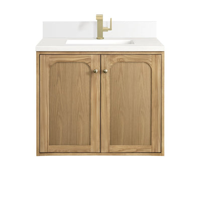 James Martin - Laurent 30" Single Vanity, Light Natural Oak w/ Single Hole 3 CM White Zeus Top & Backsplash - 545-V30-LNO-1WZ view 1
