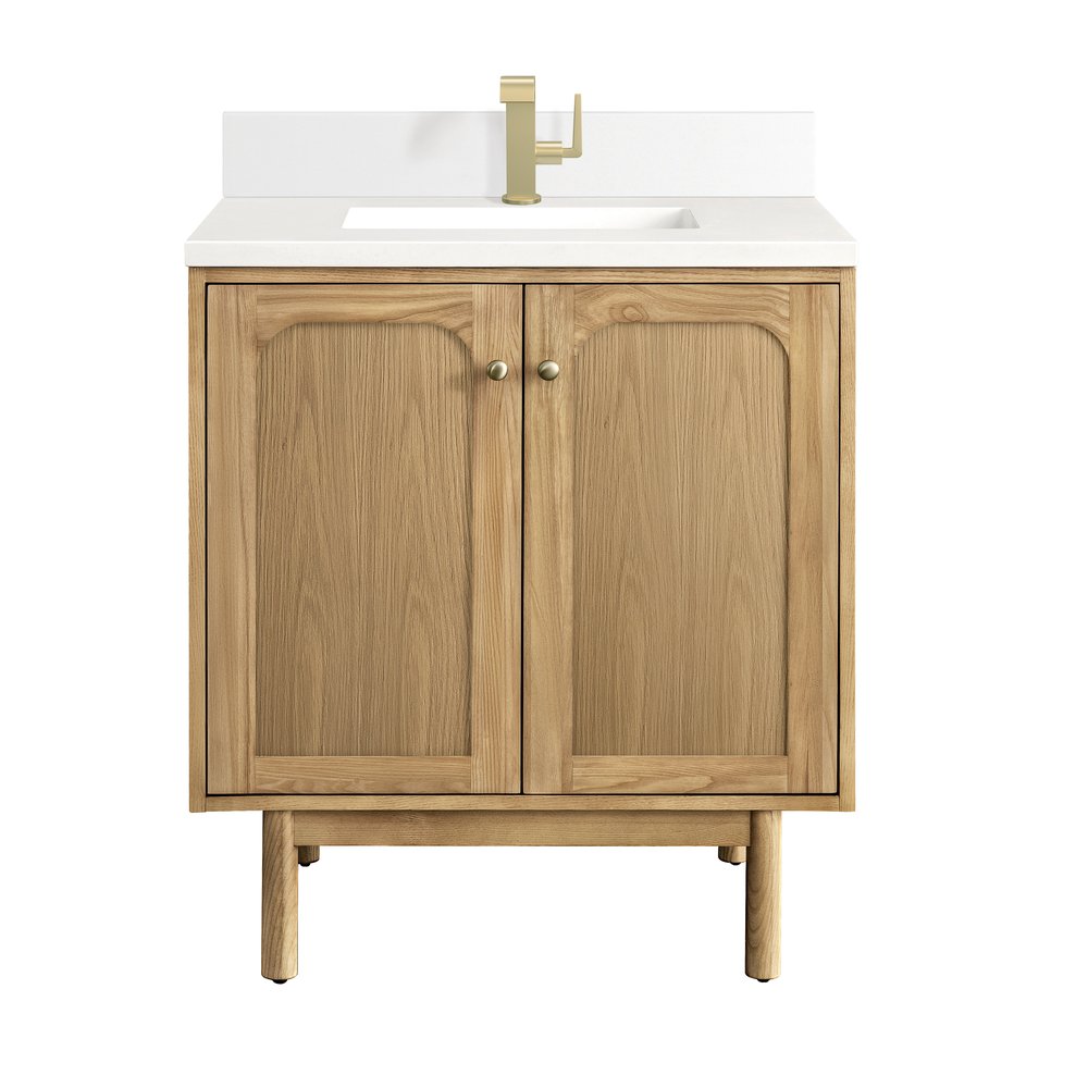 James Martin - Laurent 30" Single Vanity, Light Natural Oak w/ Single Hole 3 CM White Zeus Top & Backsplash - 545-V30-LNO-1WZ view 2