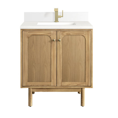 James Martin - Laurent 30" Single Vanity, Light Natural Oak w/ Single Hole 3 CM White Zeus Top & Backsplash - 545-V30-LNO-1WZ view 2
