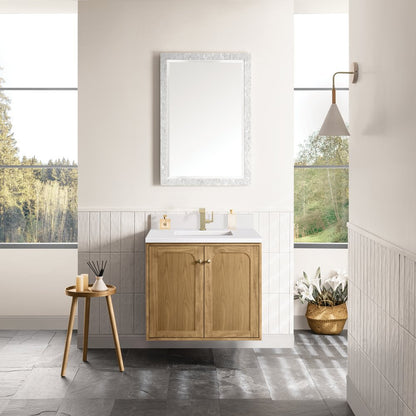 James Martin - Laurent 30" Single Vanity, Light Natural Oak w/ Single Hole 3 CM White Zeus Top & Backsplash - 545-V30-LNO-1WZ view 6