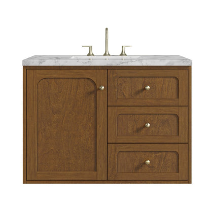 James Martin - Laurent 36" Single Vanity, Honey Oak w/ 3 CM Carrara Marble Top - 545-V36-HNO-3CAR view 2