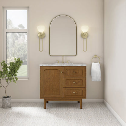 James Martin - Laurent 36" Single Vanity, Honey Oak w/ 3 CM Carrara Marble Top - 545-V36-HNO-3CAR view 5
