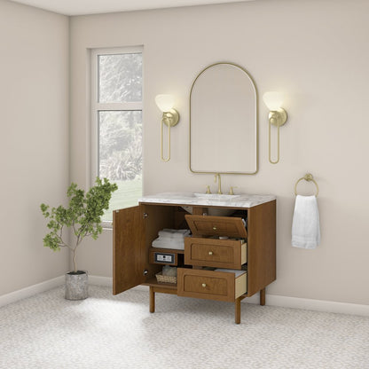 James Martin - Laurent 36" Single Vanity, Honey Oak w/ 3 CM Carrara Marble Top - 545-V36-HNO-3CAR view 9