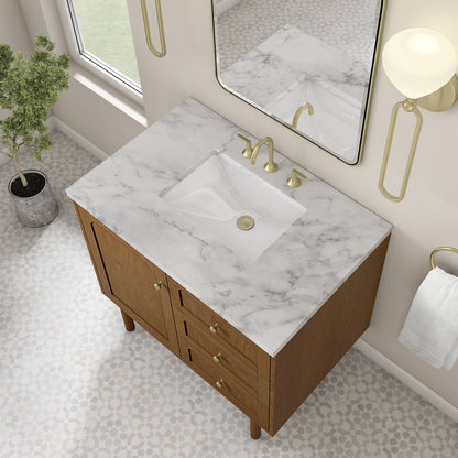 James Martin - Laurent 36" Single Vanity, Honey Oak w/ 3 CM Carrara Marble Top - 545-V36-HNO-3CAR view 11