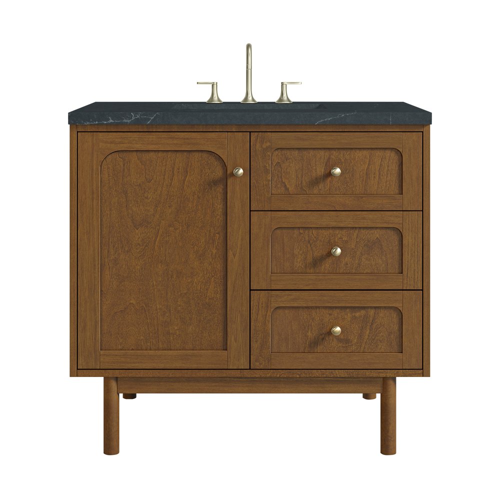 James Martin - Laurent 36" Single Vanity, Honey Oak w/ 3 CM Charcoal Soapstone Silestone Top - 545-V36-HNO-3CSP view 1