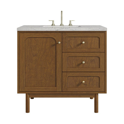 James Martin - Laurent 36" Single Vanity, Honey Oak w/ 3 CM Eternal Jasmine Pearl Silestone Top - 545-V36-HNO-3EJP view 1