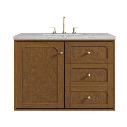 James Martin - Laurent 36" Single Vanity, Honey Oak w/ 3 CM Eternal Jasmine Pearl Silestone Top - 545-V36-HNO-3EJP view 2