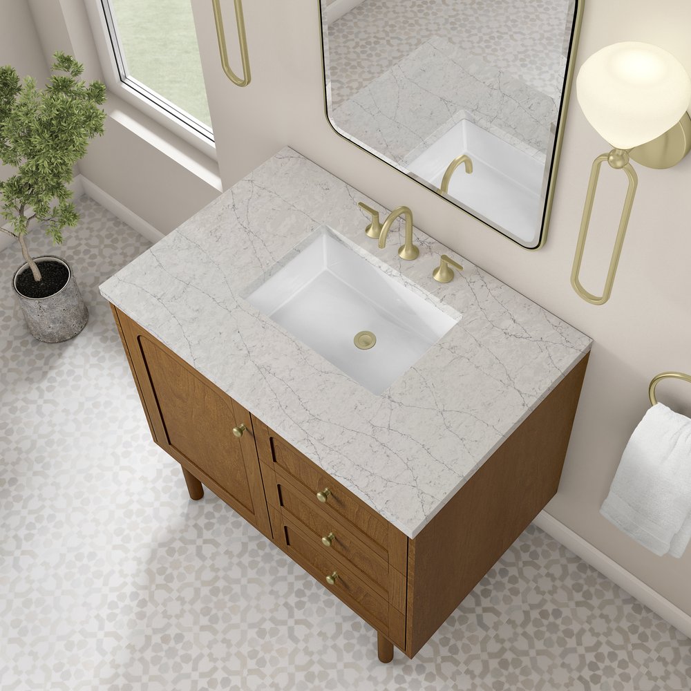 James Martin - Laurent 36" Single Vanity, Honey Oak w/ 3 CM Eternal Jasmine Pearl Silestone Top - 545-V36-HNO-3EJP view 11