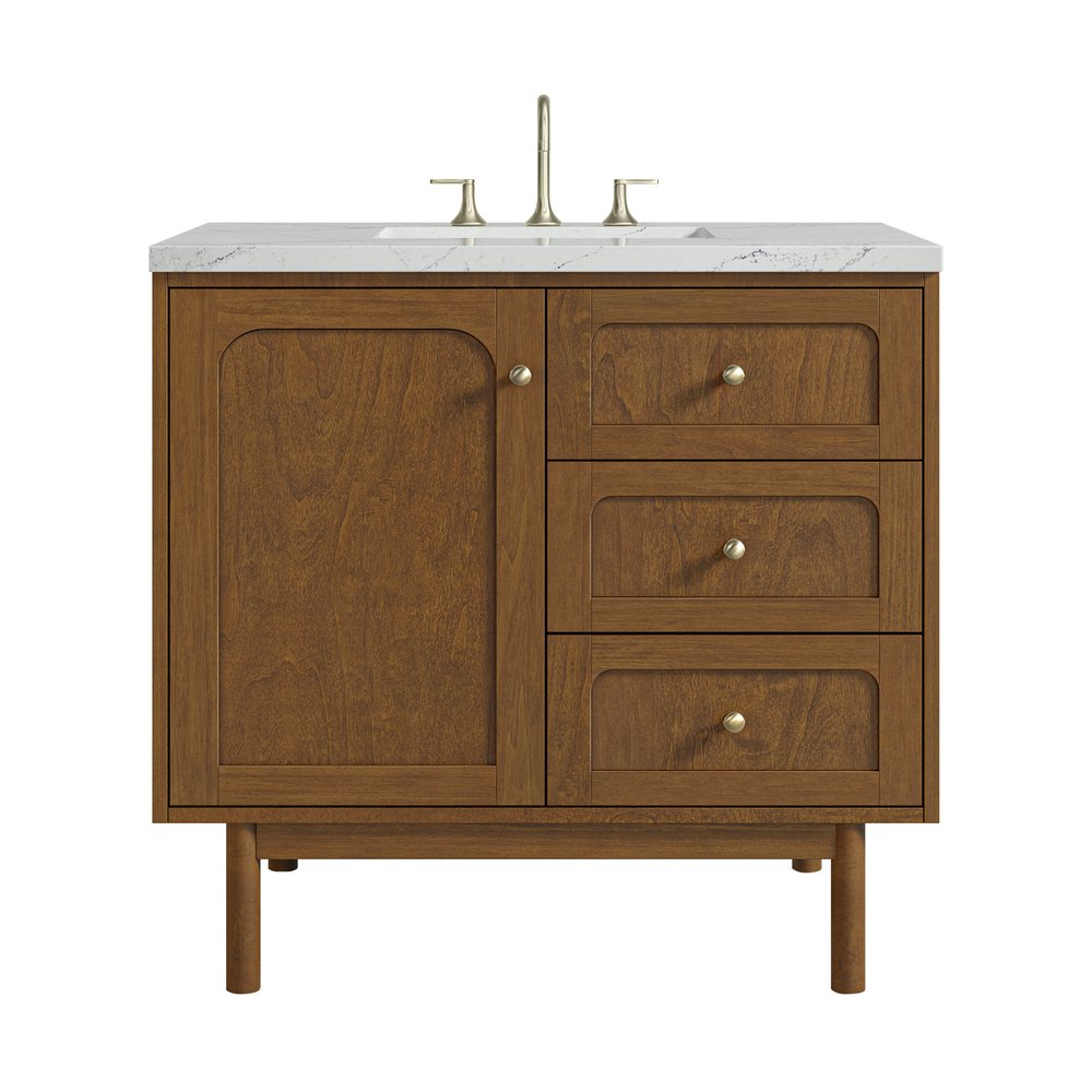 James Martin - Laurent 36" Single Vanity, Honey Oak w/ 3 CM Ethereal Noctis Silestone Top - 545-V36-HNO-3ENC view 1