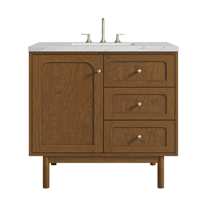 James Martin - Laurent 36" Single Vanity, Honey Oak w/ 3 CM Ethereal Noctis Silestone Top - 545-V36-HNO-3ENC view 1