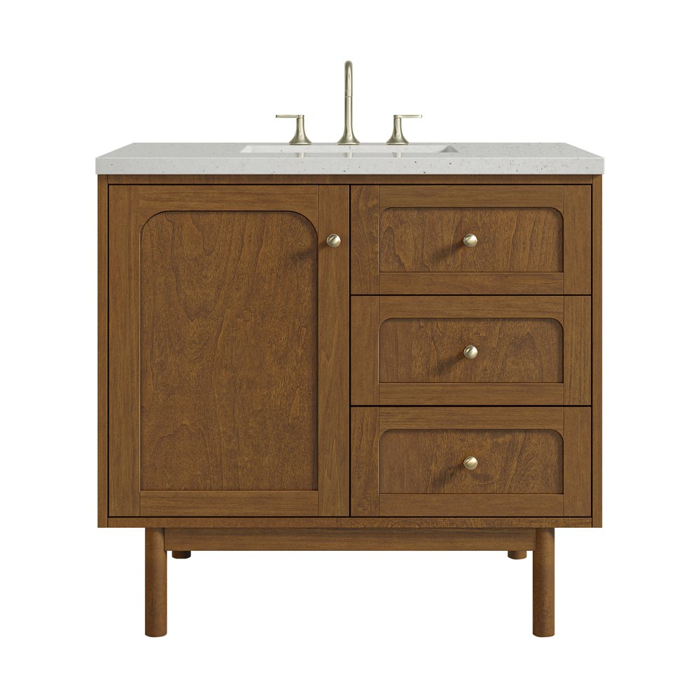 James Martin - Laurent 36" Single Vanity, Honey Oak w/ 3 CM Lime Delight Silestone Top - 545-V36-HNO-3LDL view 1