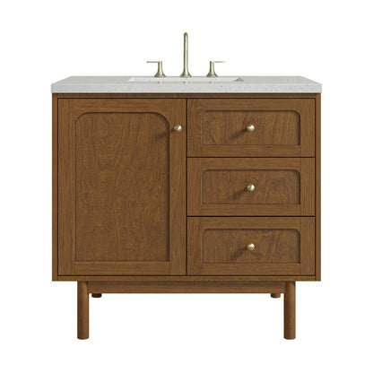 James Martin - Laurent 36" Single Vanity, Honey Oak w/ 3 CM Lime Delight Silestone Top - 545-V36-HNO-3LDL view 1