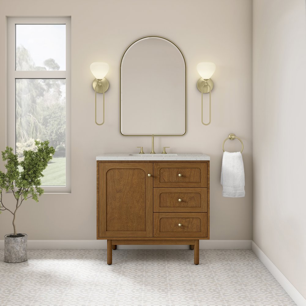 James Martin - Laurent 36" Single Vanity, Honey Oak w/ 3 CM Lime Delight Silestone Top - 545-V36-HNO-3LDL view 5