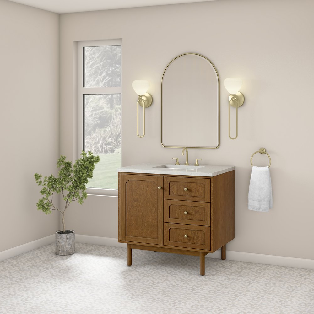 James Martin - Laurent 36" Single Vanity, Honey Oak w/ 3 CM Lime Delight Silestone Top - 545-V36-HNO-3LDL view 7
