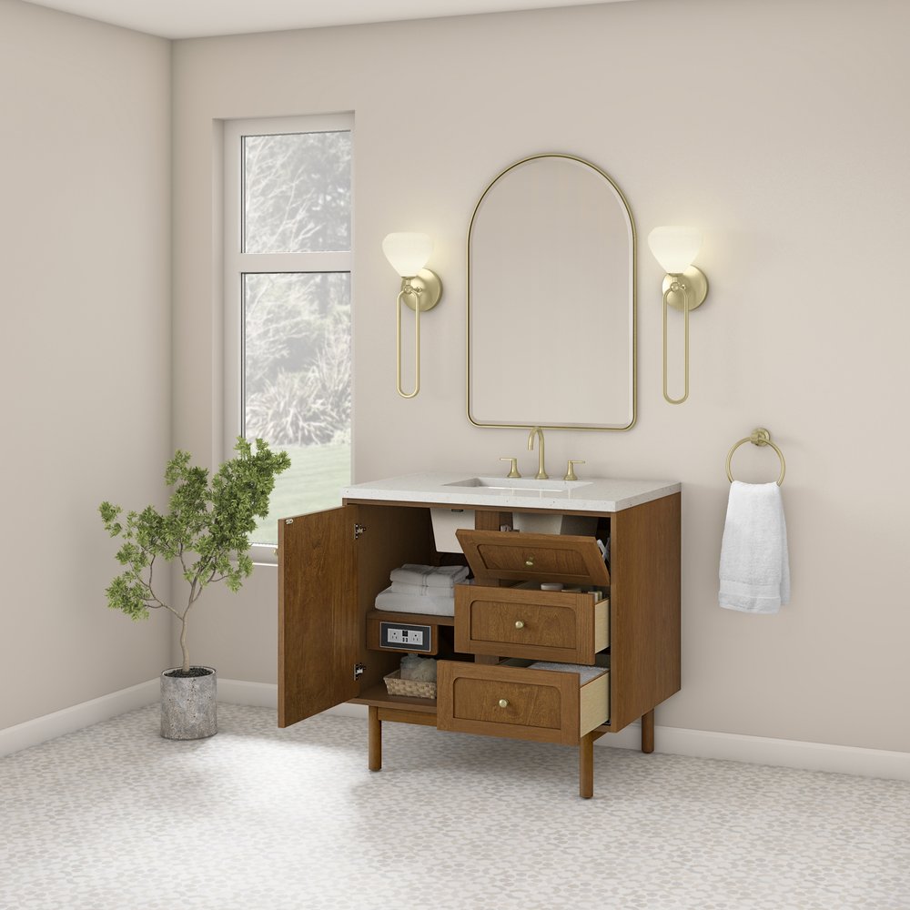 James Martin - Laurent 36" Single Vanity, Honey Oak w/ 3 CM Lime Delight Silestone Top - 545-V36-HNO-3LDL view 9