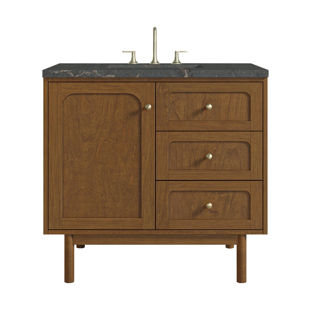 James Martin - Laurent 36" Single Vanity, Honey Oak w/ 3 CM Parisien Bleu Silestone Top - 545-V36-HNO-3PBL view 1