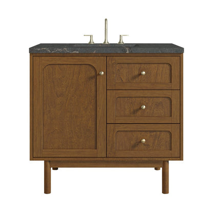 James Martin - Laurent 36" Single Vanity, Honey Oak w/ 3 CM Parisien Bleu Silestone Top - 545-V36-HNO-3PBL view 1