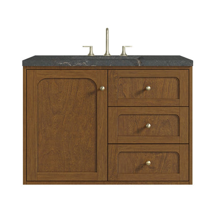 James Martin - Laurent 36" Single Vanity, Honey Oak w/ 3 CM Parisien Bleu Silestone Top - 545-V36-HNO-3PBL view 2