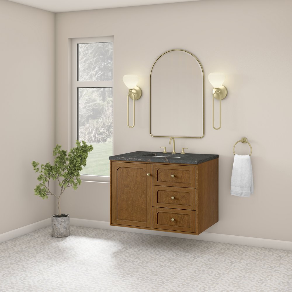 James Martin - Laurent 36" Single Vanity, Honey Oak w/ 3 CM Parisien Bleu Silestone Top - 545-V36-HNO-3PBL view 8