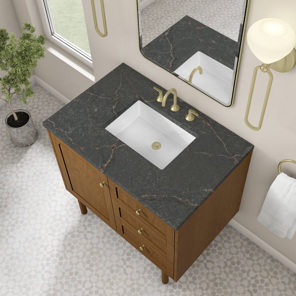 James Martin - Laurent 36" Single Vanity, Honey Oak w/ 3 CM Parisien Bleu Silestone Top - 545-V36-HNO-3PBL view 11