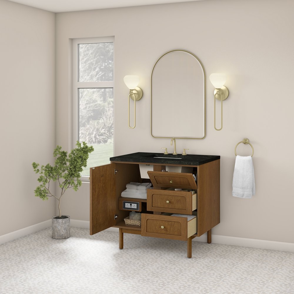 James Martin - Laurent 36" Single Vanity, Honey Oak w/ 3 CM Phantome Eclos Top - 545-V36-HNO-3PHT view 9