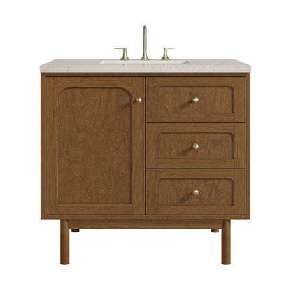 James Martin - Laurent 36" Single Vanity, Honey Oak w/ 3 CM Siberian Silestone Top - 545-V36-HNO-3SFR view 1