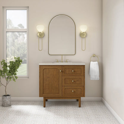 James Martin - Laurent 36" Single Vanity, Honey Oak w/ 3 CM Siberian Silestone Top - 545-V36-HNO-3SFR view 5