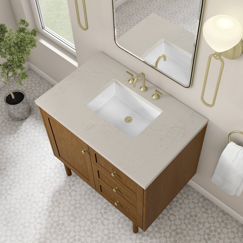James Martin - Laurent 36" Single Vanity, Honey Oak w/ 3 CM Siberian Silestone Top - 545-V36-HNO-3SFR view 11
