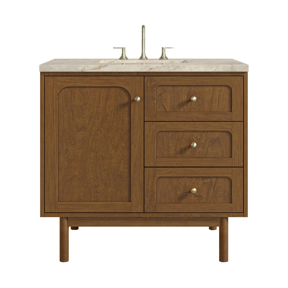 James Martin - Laurent 36" Single Vanity, Honey Oak w/ 3 CM Tajnar Eclos Top - 545-V36-HNO-3TJR view 1