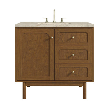 James Martin - Laurent 36" Single Vanity, Honey Oak w/ 3 CM Tajnar Eclos Top - 545-V36-HNO-3TJR view 1