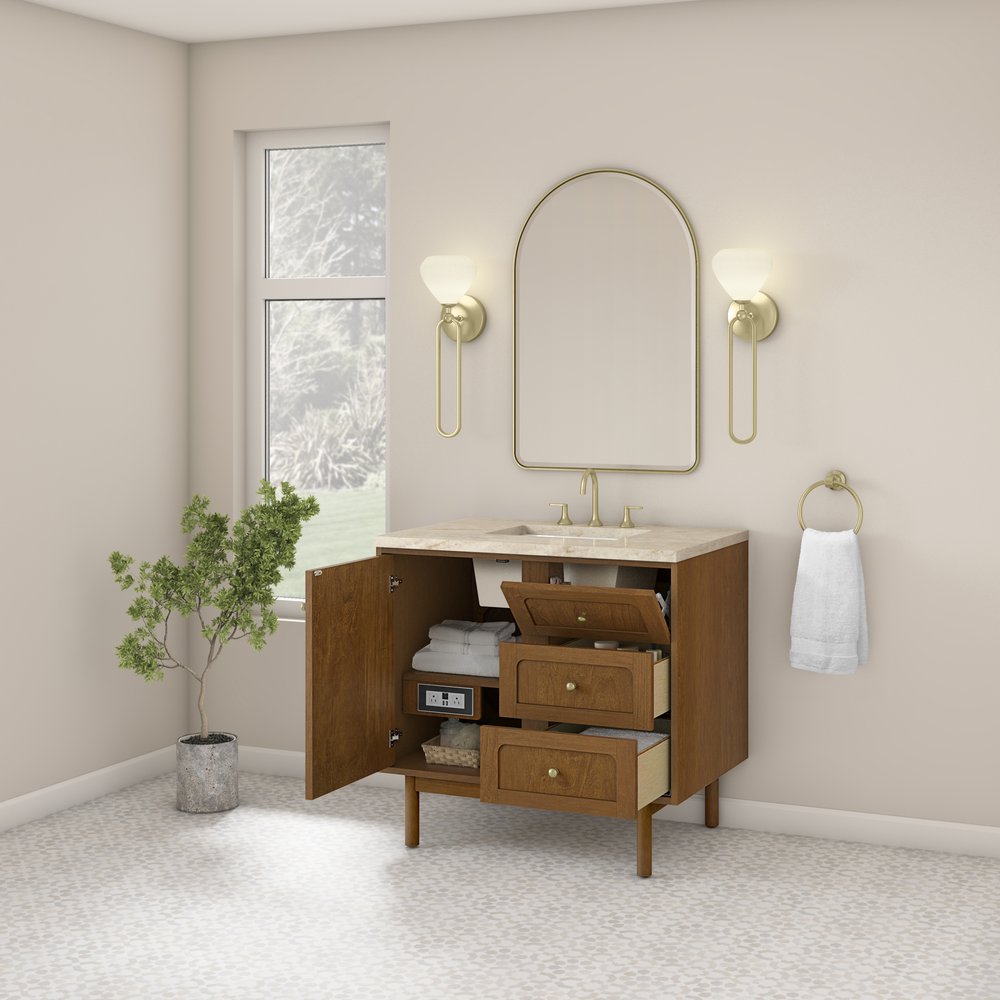 James Martin - Laurent 36" Single Vanity, Honey Oak w/ 3 CM Tajnar Eclos Top - 545-V36-HNO-3TJR view 9