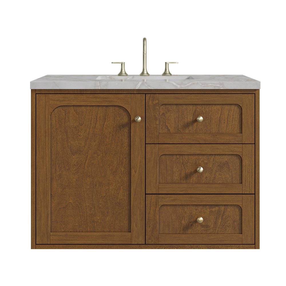 James Martin - Laurent 36" Single Vanity, Honey Oak w/ 3 CM Victorian Silver Silestone Top - 545-V36-HNO-3VSL view 2