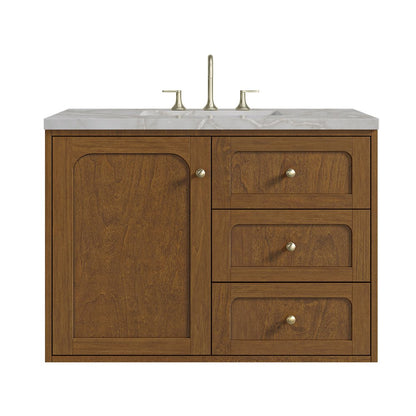 James Martin - Laurent 36" Single Vanity, Honey Oak w/ 3 CM Victorian Silver Silestone Top - 545-V36-HNO-3VSL view 2