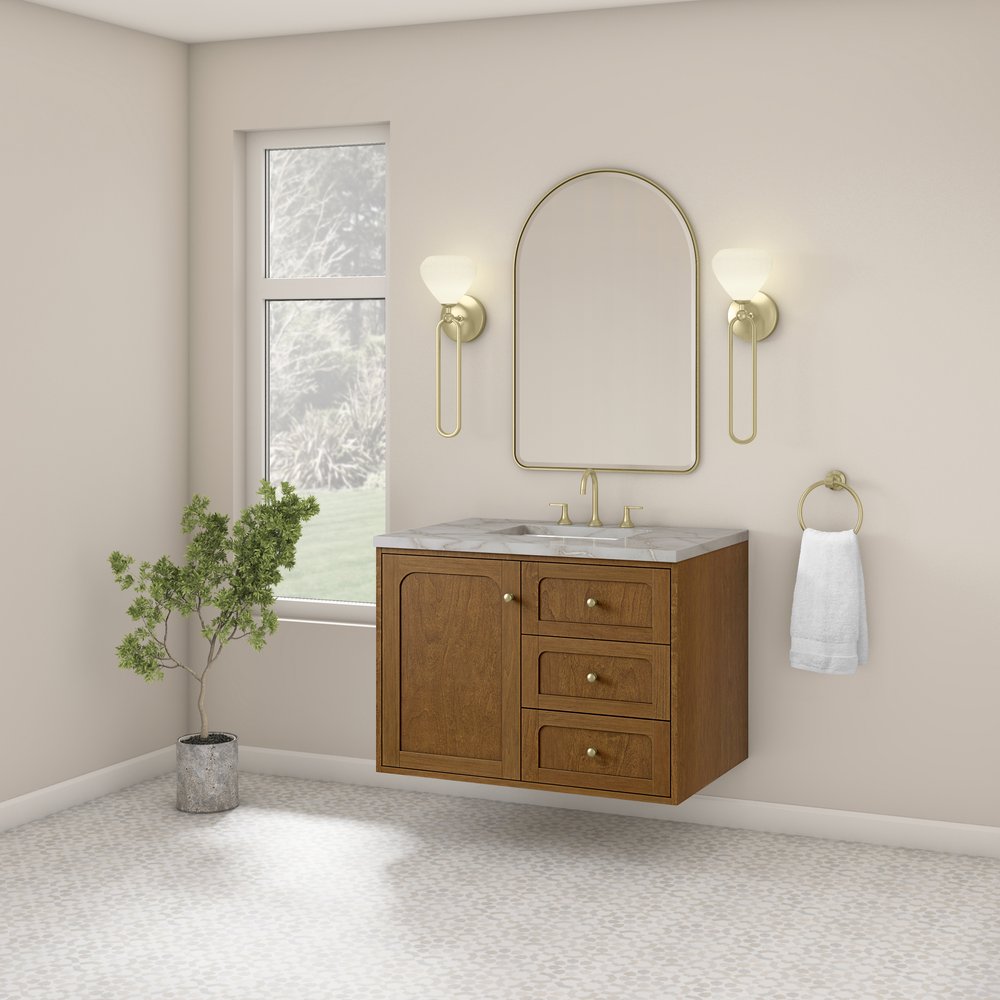 James Martin - Laurent 36" Single Vanity, Honey Oak w/ 3 CM Victorian Silver Silestone Top - 545-V36-HNO-3VSL view 8