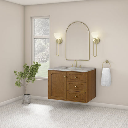 James Martin - Laurent 36" Single Vanity, Honey Oak w/ 3 CM Victorian Silver Silestone Top - 545-V36-HNO-3VSL view 8