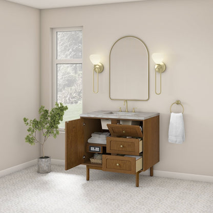 James Martin - Laurent 36" Single Vanity, Honey Oak w/ 3 CM Victorian Silver Silestone Top - 545-V36-HNO-3VSL view 9