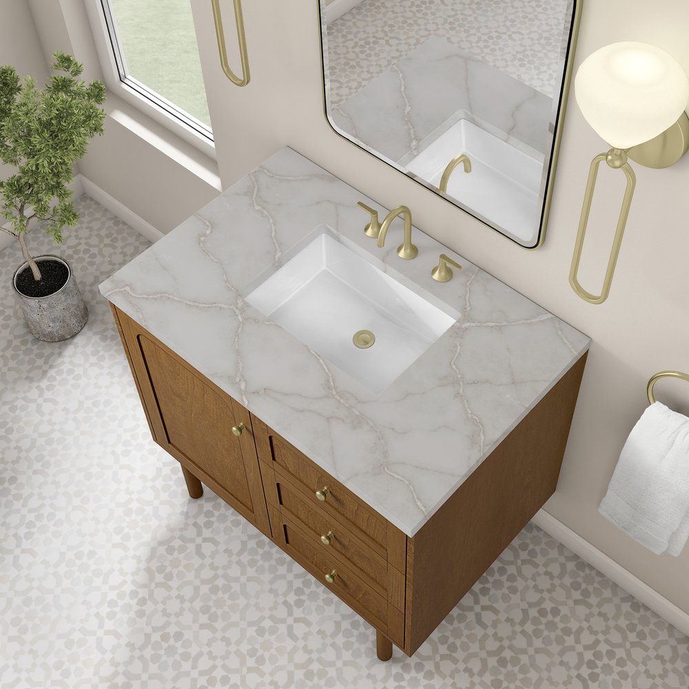 James Martin - Laurent 36" Single Vanity, Honey Oak w/ 3 CM Victorian Silver Silestone Top - 545-V36-HNO-3VSL view 11